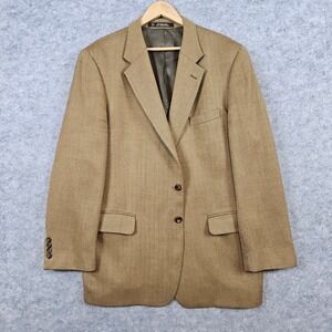 Tom James Men's‎ Bronze Herringbone Blazer Size 44L 100% Wool Office Church RUBS